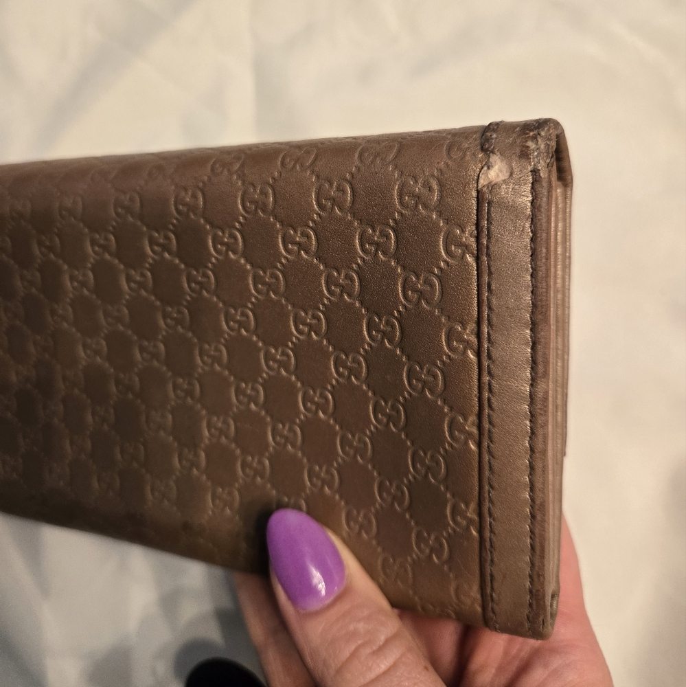 Gucci Metallic Brown Gold Taupe GG Continental Wallet - Picture 3 of 10